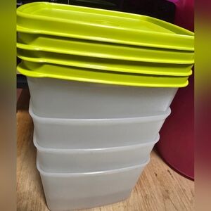 Tupperware Food Containers with Green Lids 4 Pc